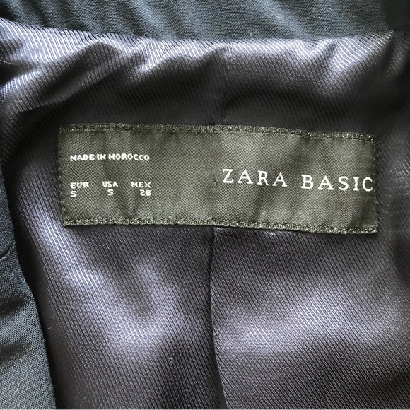 Zara Basic Navy Blue Gathered Shoulder Blazer - Picture 10 of 13